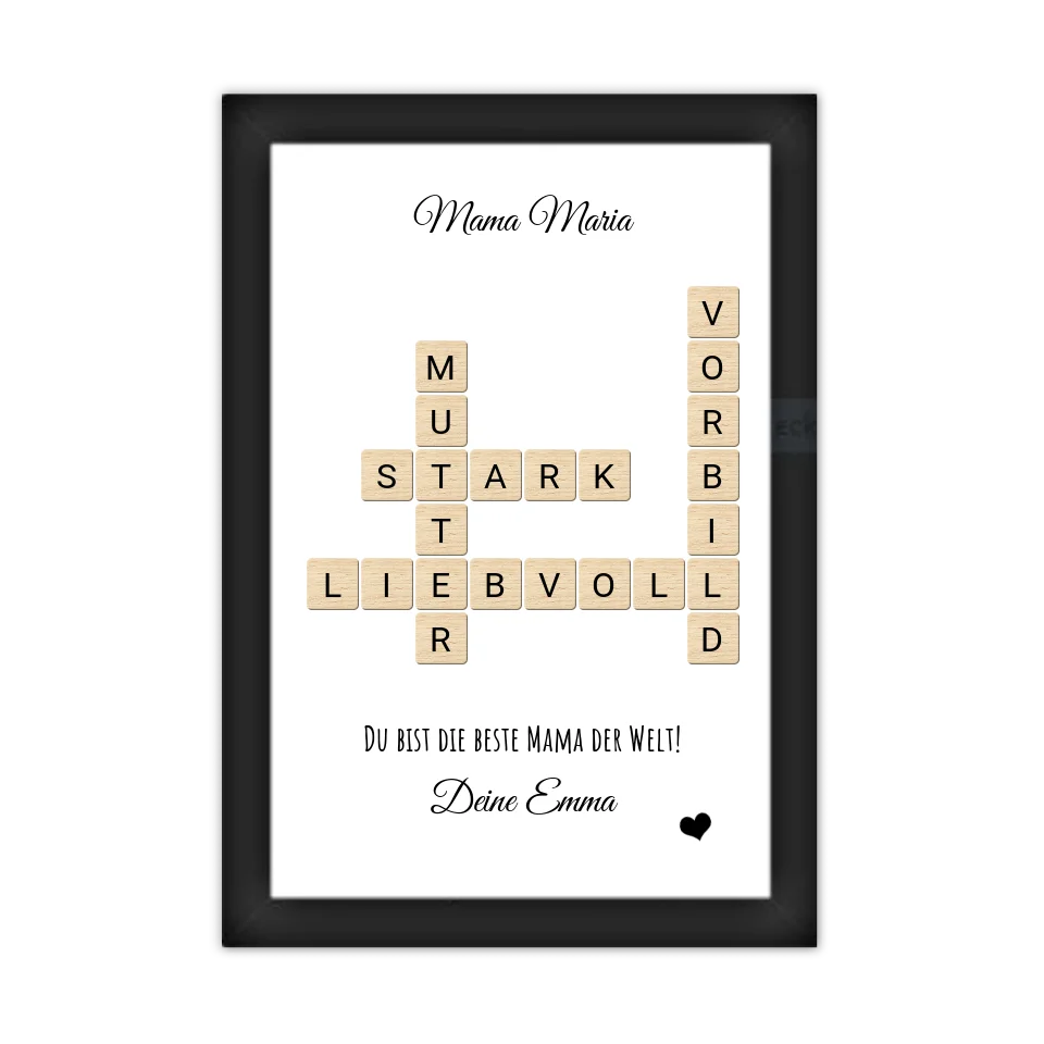 Mama / Mutter Weihnachtsgeschenk personalisiert Bild im Scrabble Style | Geburtstagsgeschenk Mutter mit Namen