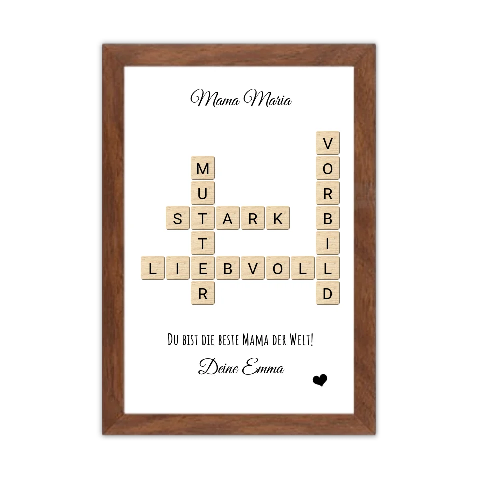 Mama / Mutter Weihnachtsgeschenk personalisiert Bild im Scrabble Style | Geburtstagsgeschenk Mutter mit Namen