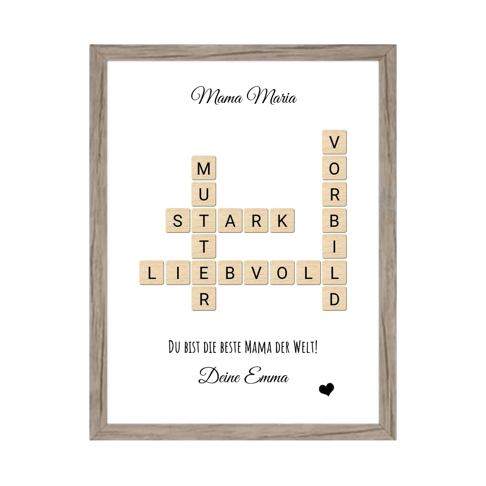 Mama / Mutter Weihnachtsgeschenk personalisiert Bild im Scrabble Style | Geburtstagsgeschenk Mutter mit Namen