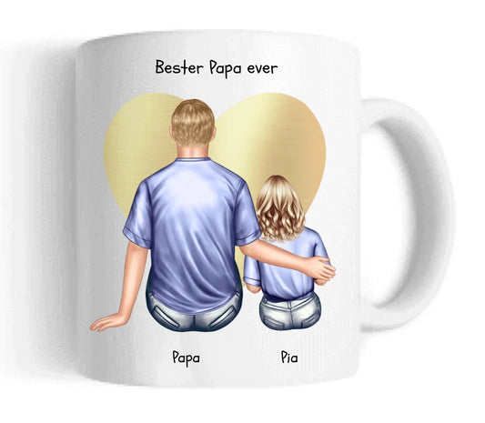 Personalisierte Tasse Geschenk Vatertag - Papa Geburtstagsgeschenk Tasse mit 1 Kind