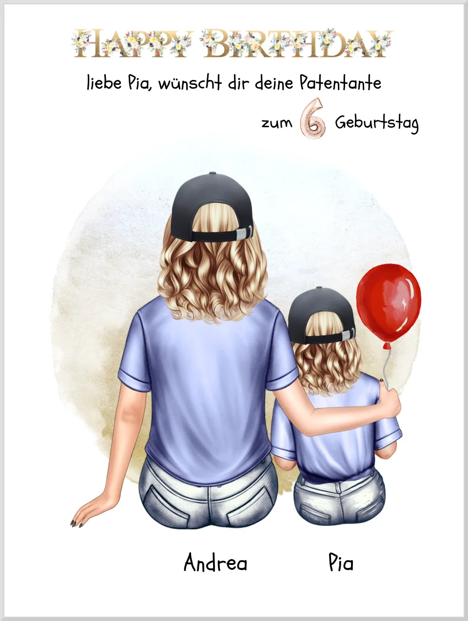 Geburtstagsgeschenk Patentante mit Patenkind Mädchen Poster, Leinwandbild