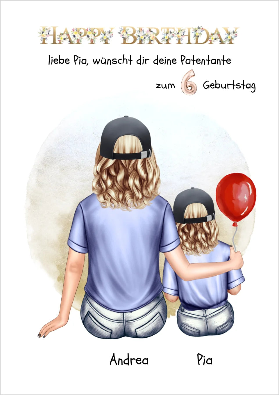 Geburtstagsgeschenk Patentante mit Patenkind Mädchen Poster, Leinwandbild