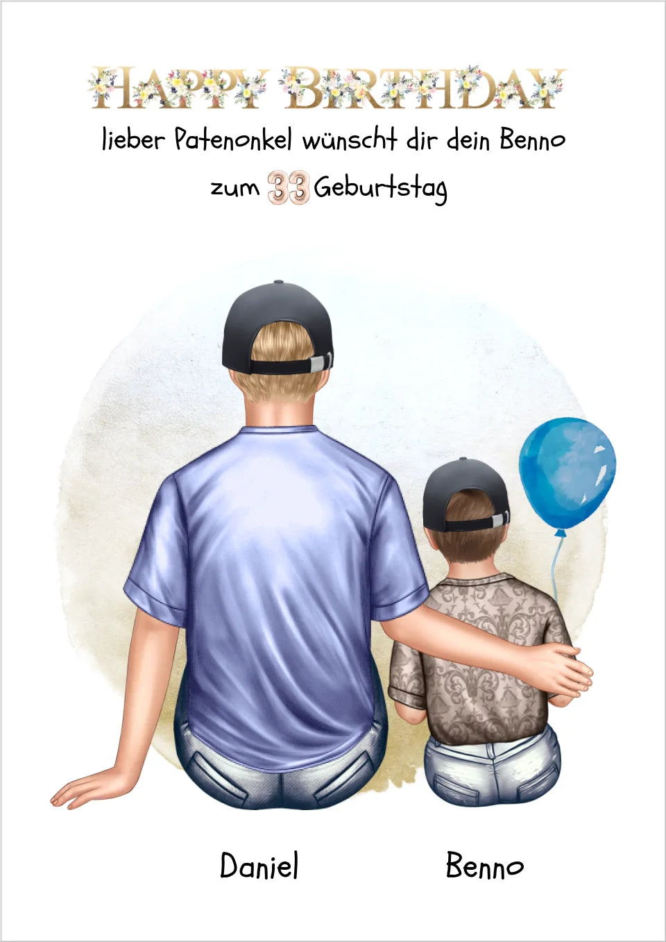 Geburtstagsgeschenk Patenonkel mit Patenkind Junge / Mädchen Poster, Leinwandbild