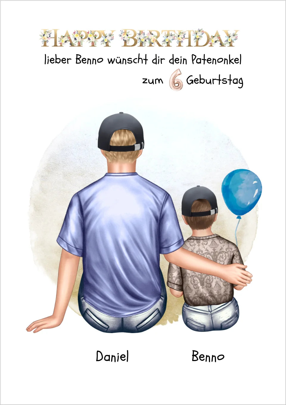 Geburtstagsgeschenk Patenonkel mit Patenkind Junge / Mädchen Poster, Leinwandbild