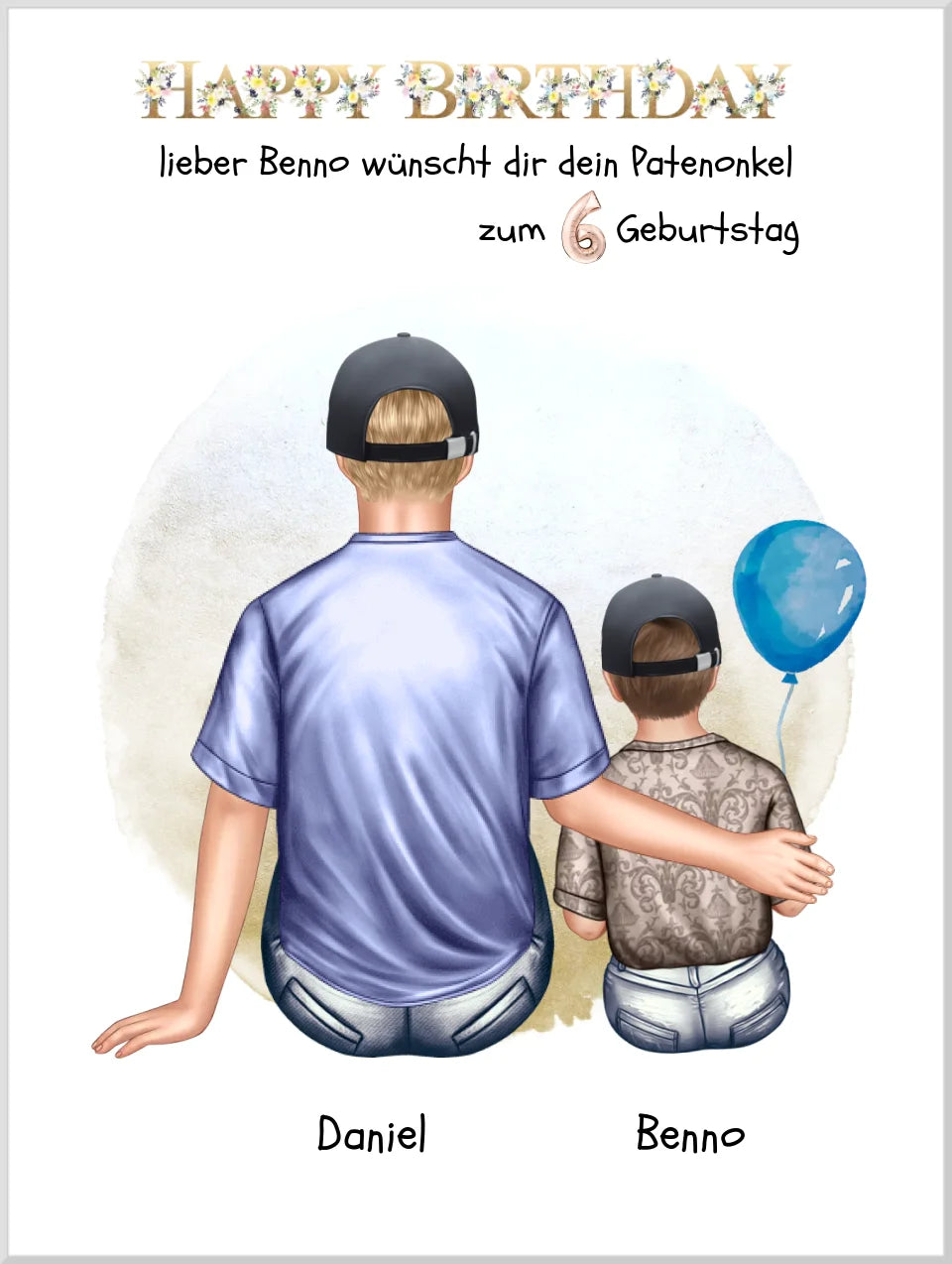 Geburtstagsgeschenk Patenonkel mit Patenkind Junge / Mädchen Poster, Leinwandbild