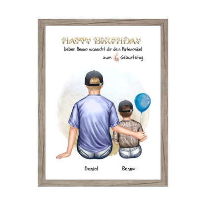 Geburtstagsgeschenk Patenonkel mit Patenkind Junge / Mädchen Poster, Leinwandbild