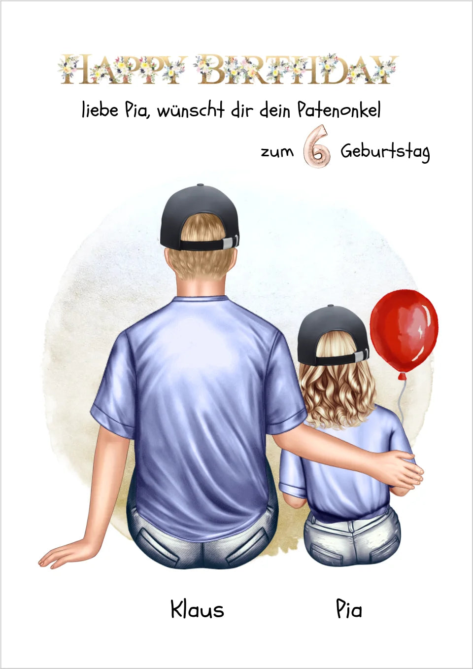 Geburtstagsgeschenk Patenonkel mit Patenkind Mädchen / Junge Poster, Leinwandbild