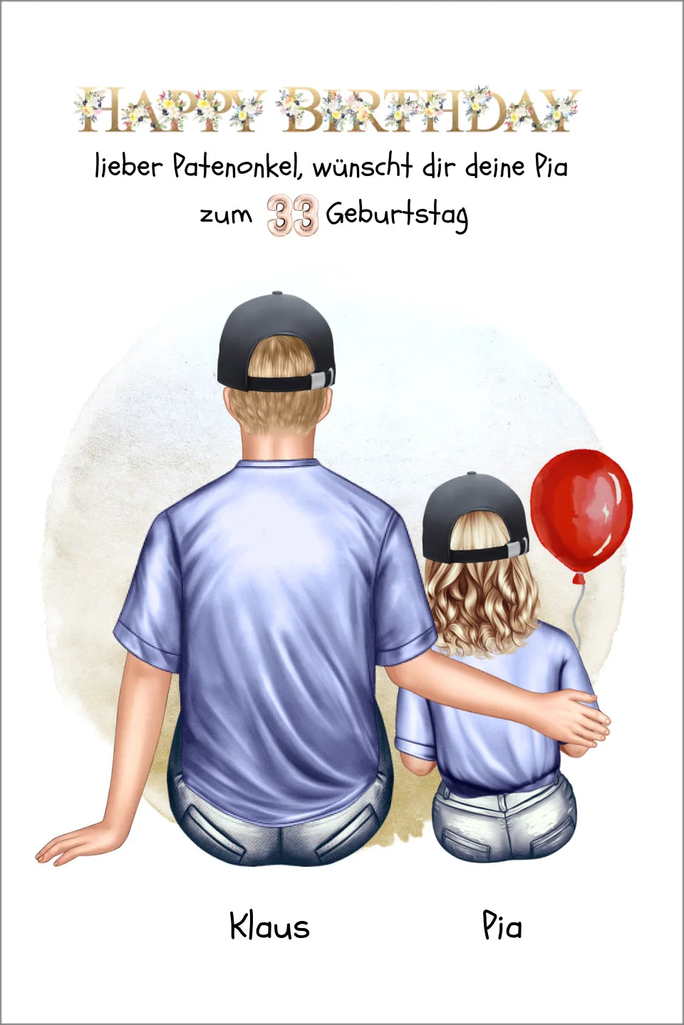 Geburtstagsgeschenk Patenonkel mit Patenkind Mädchen / Junge Poster, Leinwandbild - Weihnachtsgeschenk