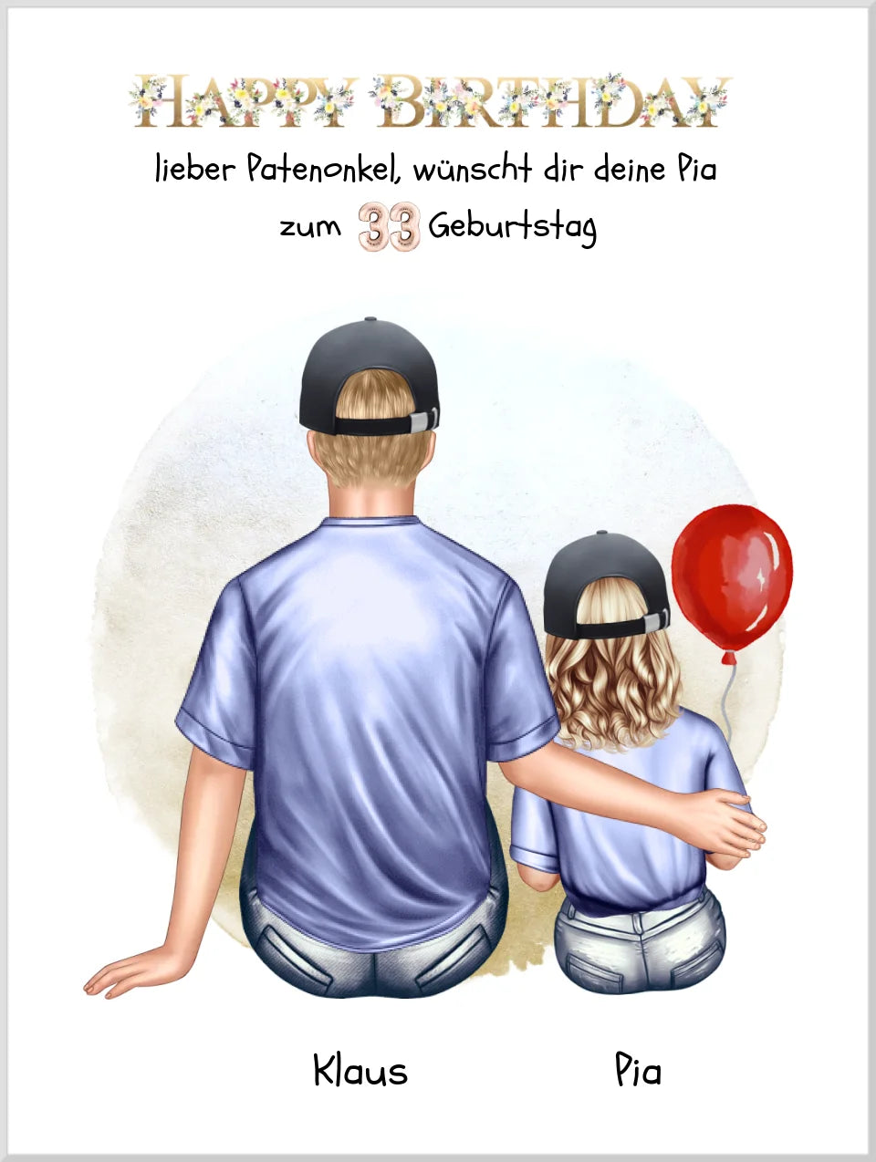 Geburtstagsgeschenk Patenonkel mit Patenkind Mädchen / Junge Poster, Leinwandbild - Weihnachtsgeschenk