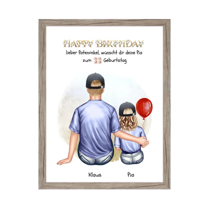 Geburtstagsgeschenk Patenonkel mit Patenkind Mädchen / Junge Poster, Leinwandbild - Weihnachtsgeschenk
