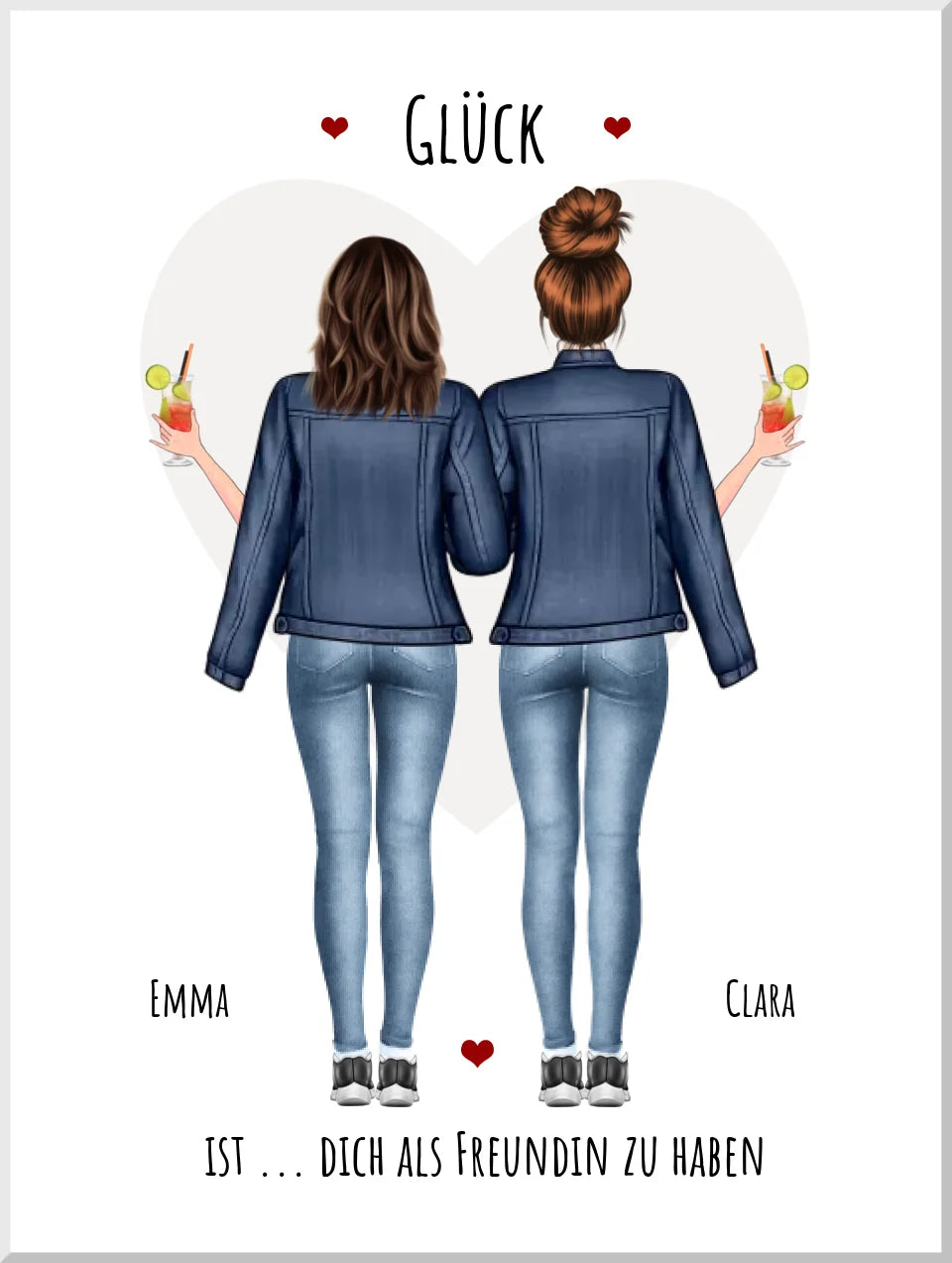 2 beste Freundinnen Bild Geschenk personalisiert - Freundin Poster Geschenk - Schwester Geburtstagsgeschenk, Weihnachtsgeschenk