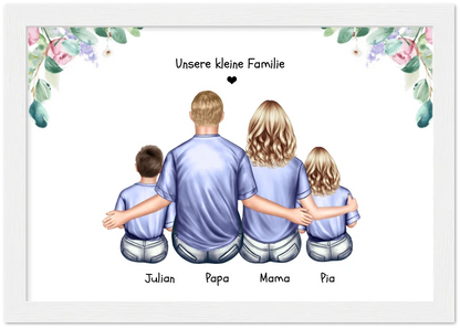 Geschenk Familie Familienposter, Familienbild mit 2 + 3 Kindern + Baby - Geschenk Papa, Mama zum Vatertag, Muttertag, Vatertagsgeschenk Geburtstagsgeschenk, Weihnachtsgeschenk