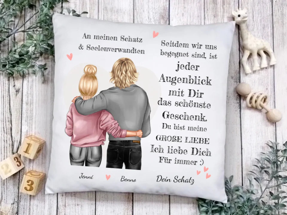 Geschenk Jahrestag, Hochzeitstag, Valentinstag, Geburtstag & Weihnachten - Geschenk Deko Kissen personalisiert - Weihnachtssgeschenk