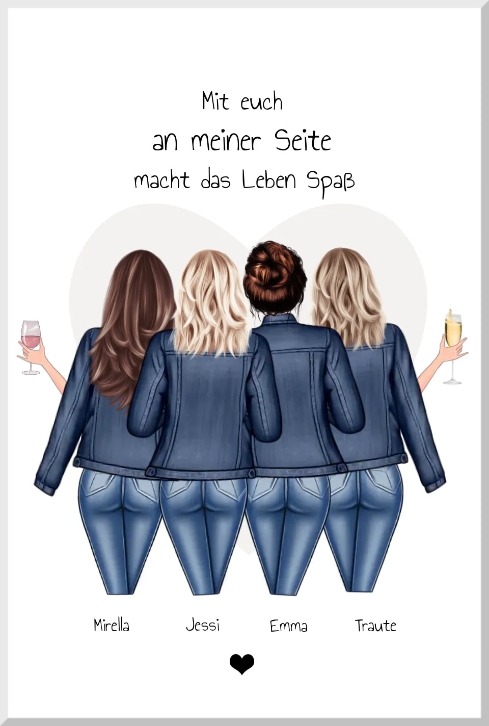Geschenk 4 beste Freundinnen Poster - Bild Geschenk mit Spruch personalisiert -  Beste Freundin Geschenk Geburtstagsgeschenk