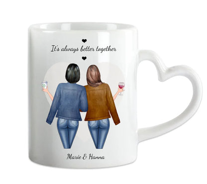 2 Beste Freundinnen Tasse, Personalisierter Kaffeebecher, Geschenkidee Weihnachten Freundin, Familie, Schwester, Kollegin