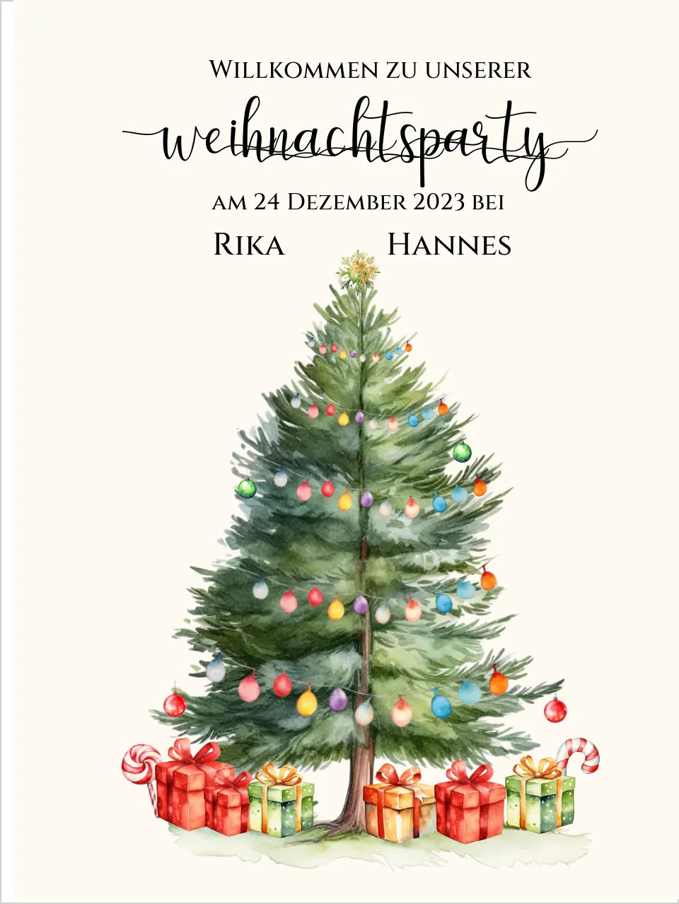 Weihnachtsposter | Willkommensschild Weihnachten | Einladung Weihnachtsfest | Weihnachtsschild Willkommen Schild mit Tannenbaum