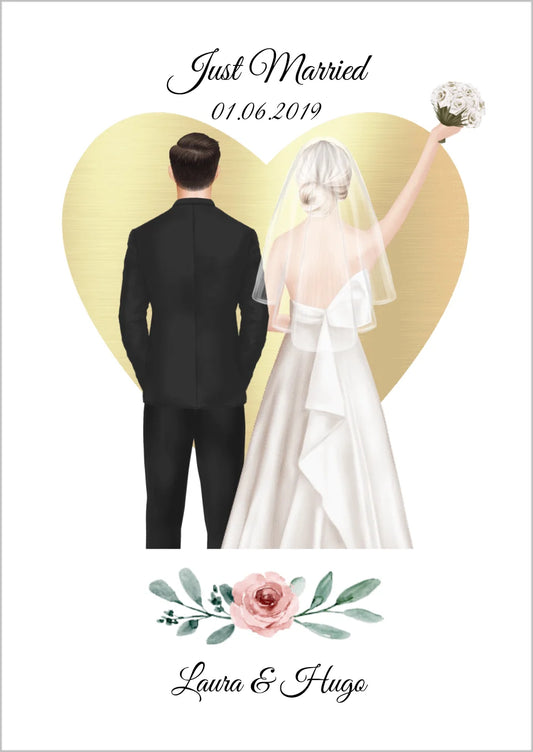 Just Married - personalisiertes Geschenk zur Hochzeit als Poster/Leinwanddruck - Hochzeitsgeschenk