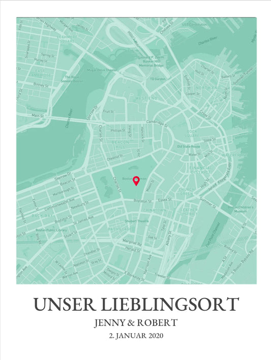 Stadtkarte Poster | Lieblingsort | Personalisiertes Städteposter Map Koordinaten Bild | Umzug