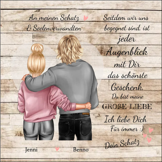 An meinen Schatz - Poster personalisierte Paarleinwand - Geschenk für Sie - Geschenk für Ihn