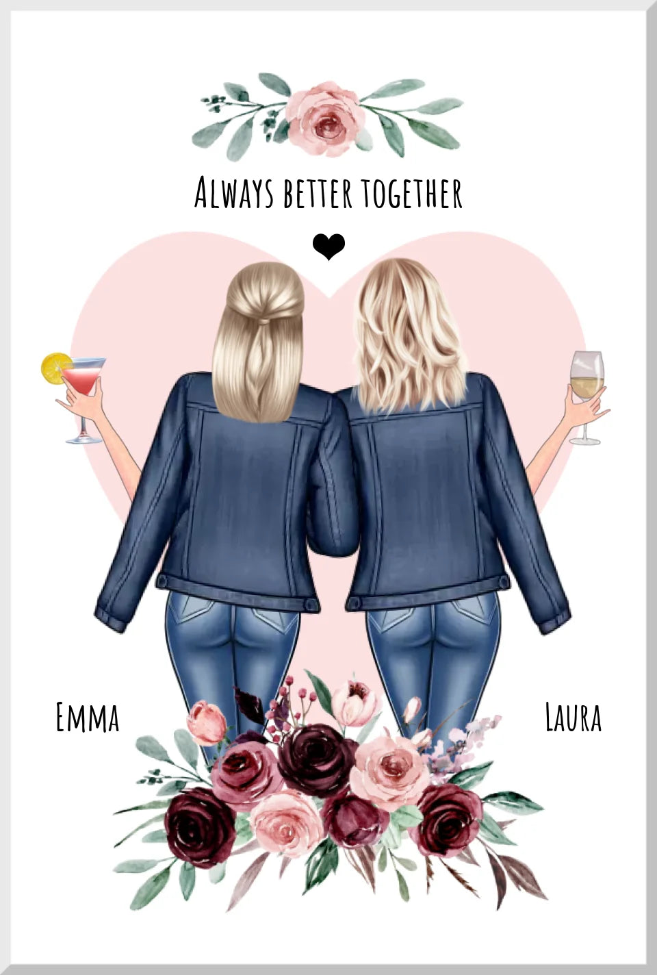 Beste Freundin Bild ♥ Poster Geschenk zum Geburtstag, auch für Schwester, Mama, Kollegin