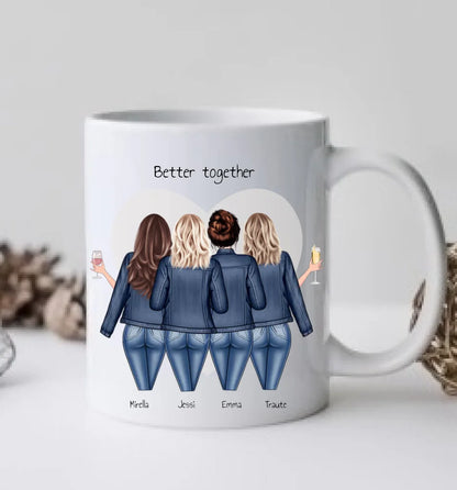 Geschenk Geburtstag Beste Freundin Tasse mit Spruch personalisiert - Geburtstagsgeschenk, Weihnachtsgeschenk 4 Freundinnen