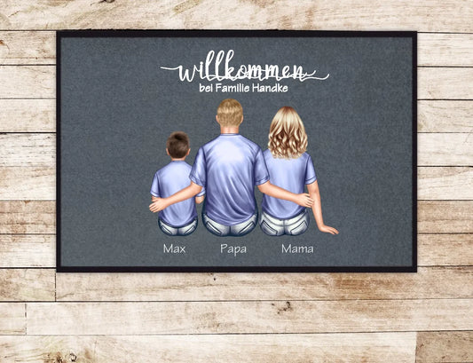 Personalisierte Fußmatte Geschenk Familie Mama | Papa, Kind mit Name | Dekofußmatte