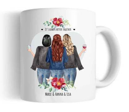 Personalisierte Tasse 3 Beste Freundinnen Geschenk Tasse Freundin, Tassendruck Geschenk Schwester, Weihnachtsgeschenk