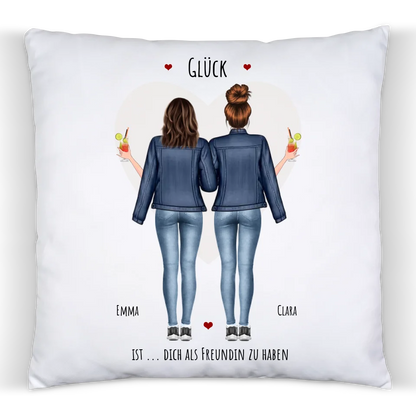 2 beste Freundinnen - GLÜCK Dich als Freundin zu haben - Personalisiertes Geschenk Kissen