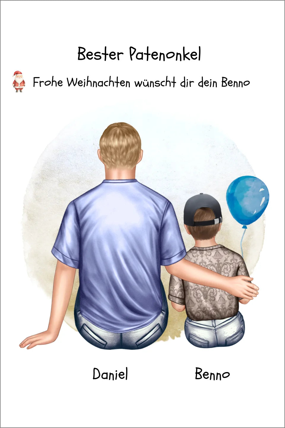 Geschenk Patenonkel mit Patenkind Junge / Mächen Poster, Leinwandbild - Weihnachtsgeschenk Geburtstagsgeschenk