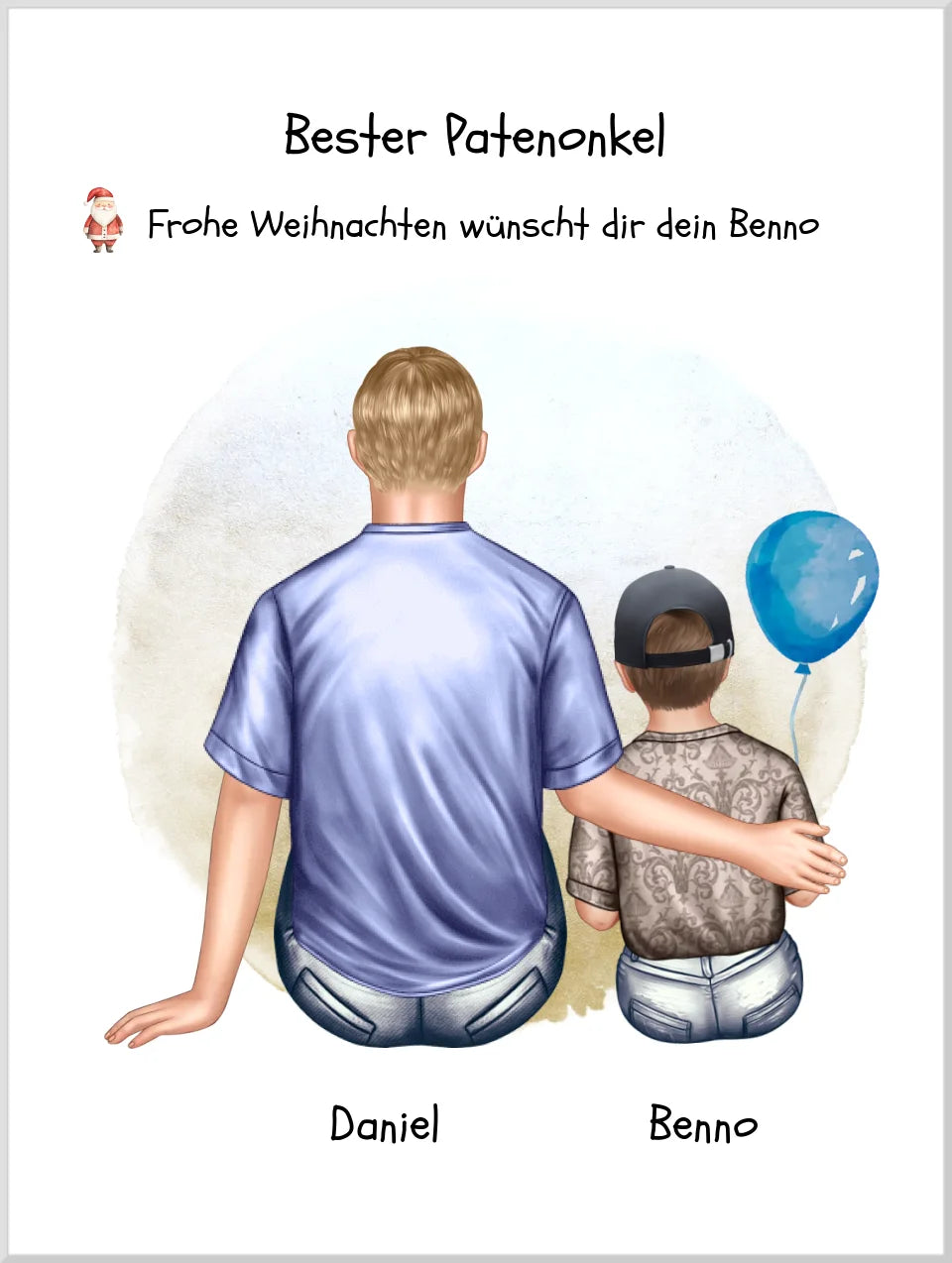 Geschenk Patenonkel mit Patenkind Junge / Mächen Poster, Leinwandbild - Weihnachtsgeschenk Geburtstagsgeschenk