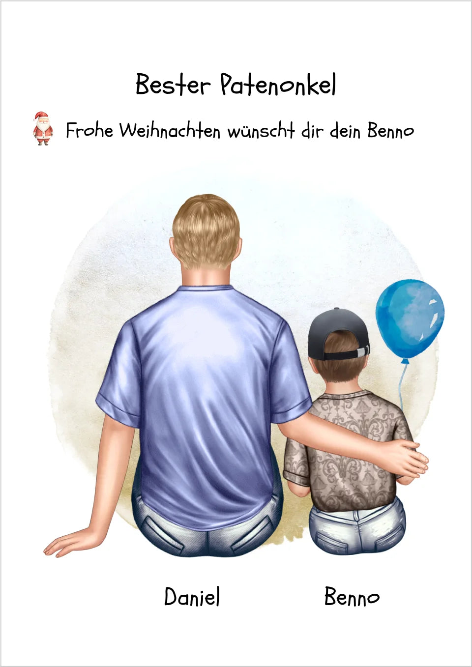 Geschenk Patenonkel mit Patenkind Junge / Mächen Poster, Leinwandbild - Weihnachtsgeschenk Geburtstagsgeschenk