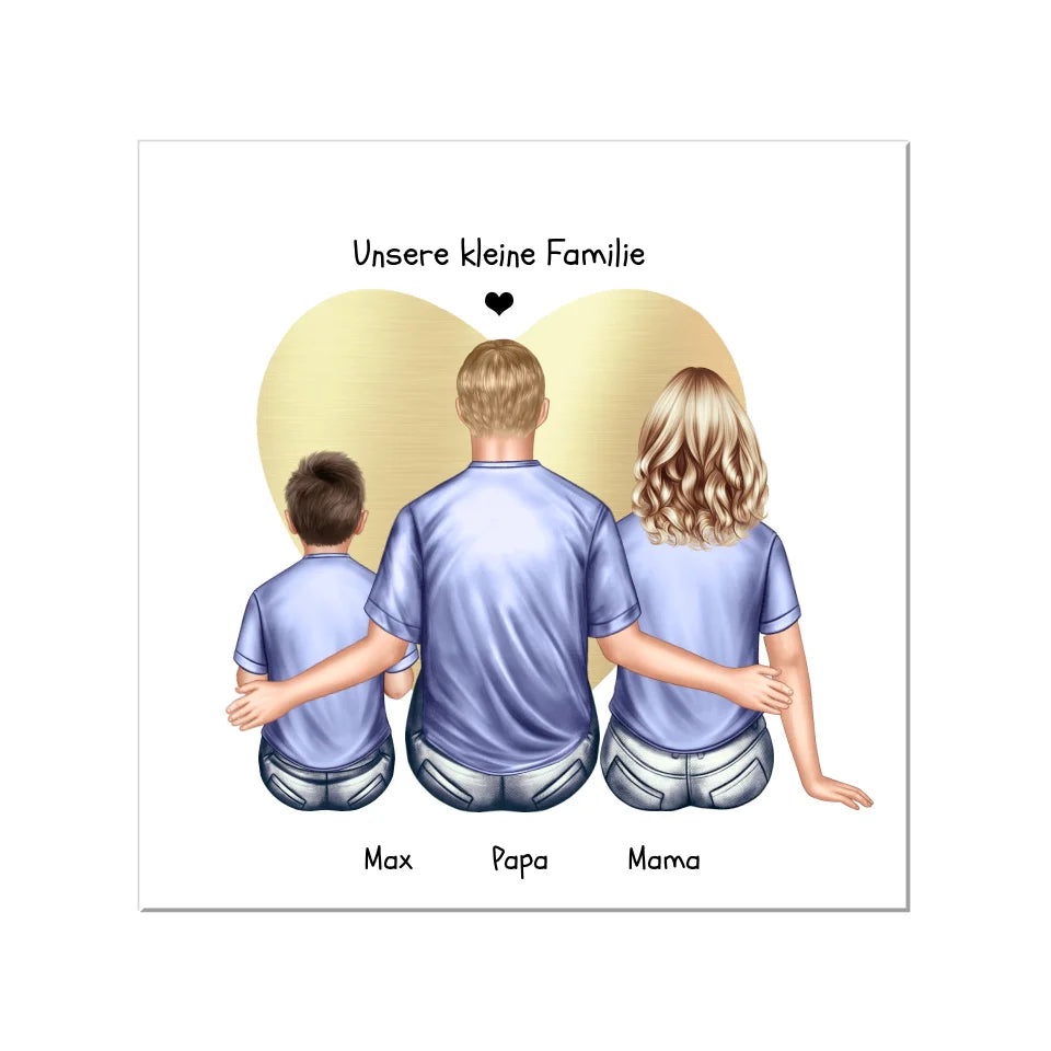 Geschenk Familie Poster, personalisiertes Familienbild mit Mama, Papa, 1 Kind perfekt als Weihnachtsgeschenk, Geburtstagsgeschenk