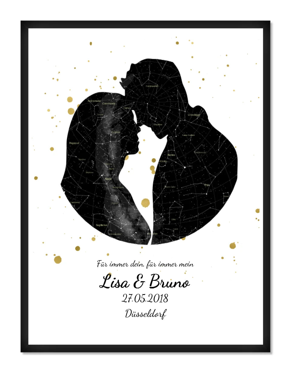 Hochzeitsgeschenk | Personalisierte Sternkarte Liebespaar | Sternkarte Poster | Geschenk zur Hochzeit, Valentinstag, Jahrestag, Geburtstag