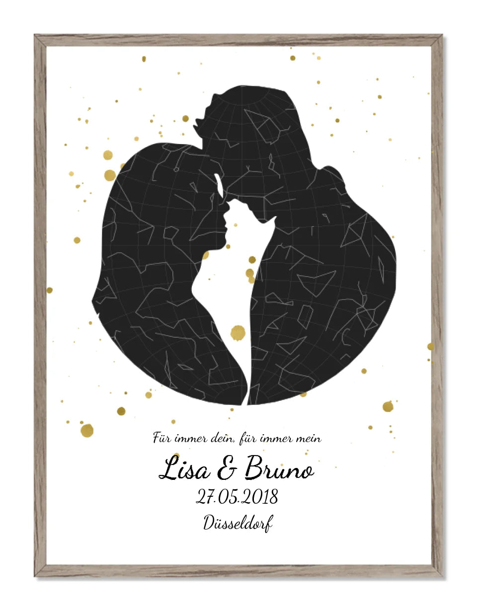 Hochzeitsgeschenk | Personalisierte Sternkarte Liebespaar | Sternkarte Poster | Geschenk zur Hochzeit, Valentinstag, Jahrestag, Geburtstag