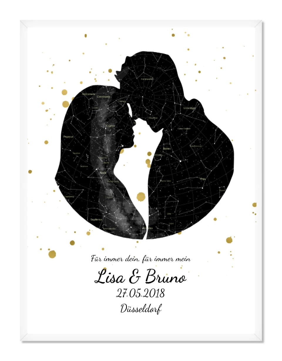 Hochzeitsgeschenk | Personalisierte Sternkarte Liebespaar | Sternkarte Poster | Geschenk zur Hochzeit, Valentinstag, Jahrestag, Geburtstag