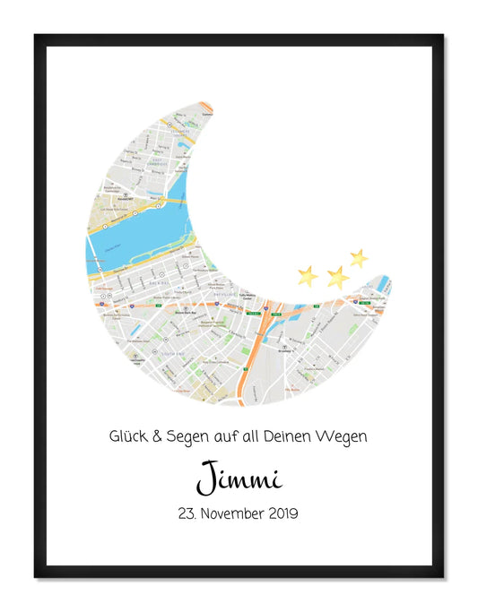 Personalisiertes Geburtsgeschenk & Taufgeschenk Mond Koordinaten Poster | Geschenk zur Geburt & Taufe für Mädchen & Jungen