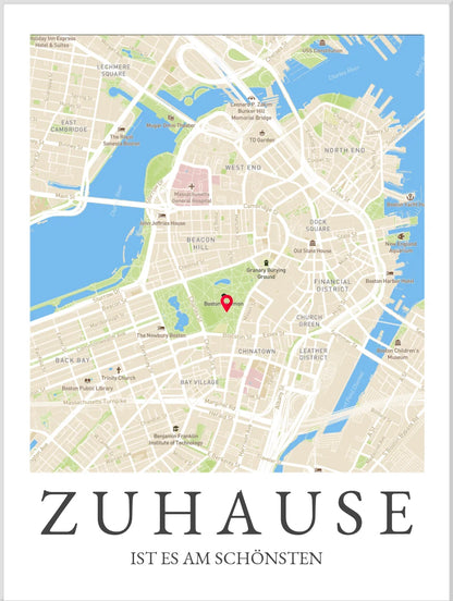 "Zuhause Koordinaten" Poster | Stadtkarte Zuhause Poster | Hochzeitsgeschenk | Hochzeitstag, Jahrestag, Weihnachtsgeschenk