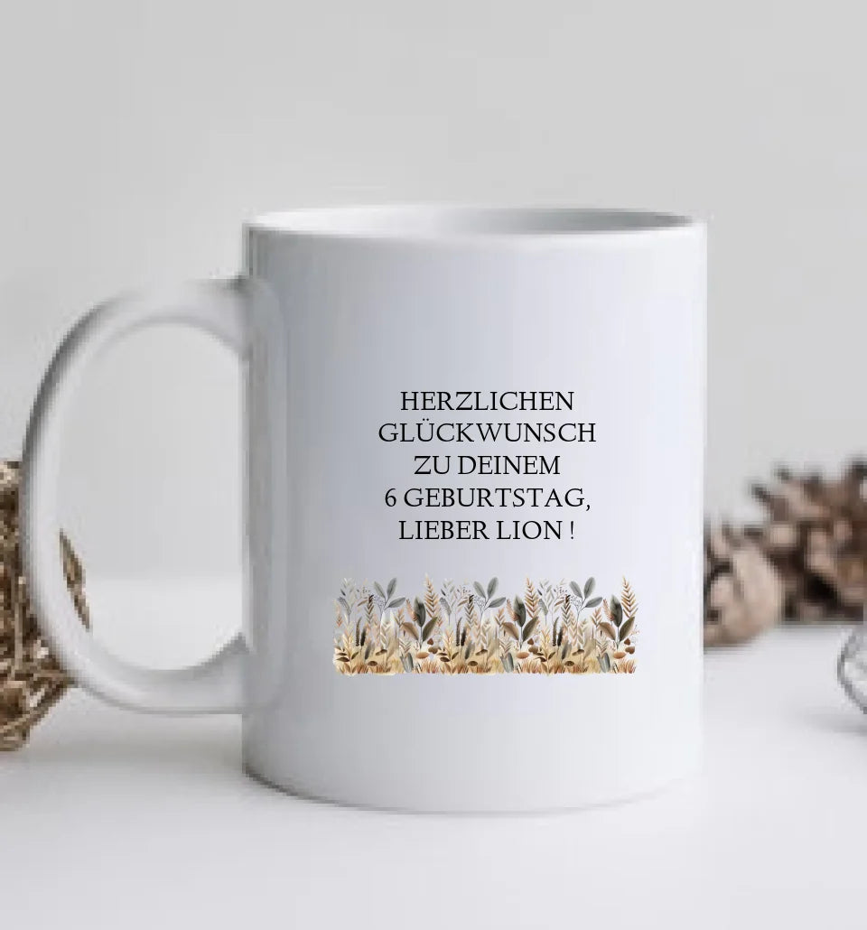 Personalisierte Kindertasse mit Namen Mädchen / Junge Dschungeltiere