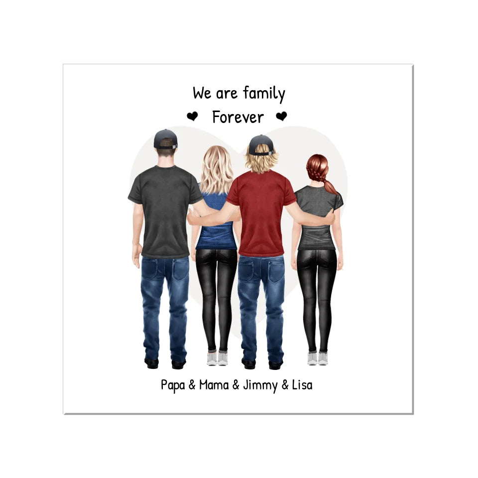 Personalisiertes beste Freunde Poster Geschenk Familie - Familienbild / Freundebild 4 Erwachsene - Familienportrait -  We are family