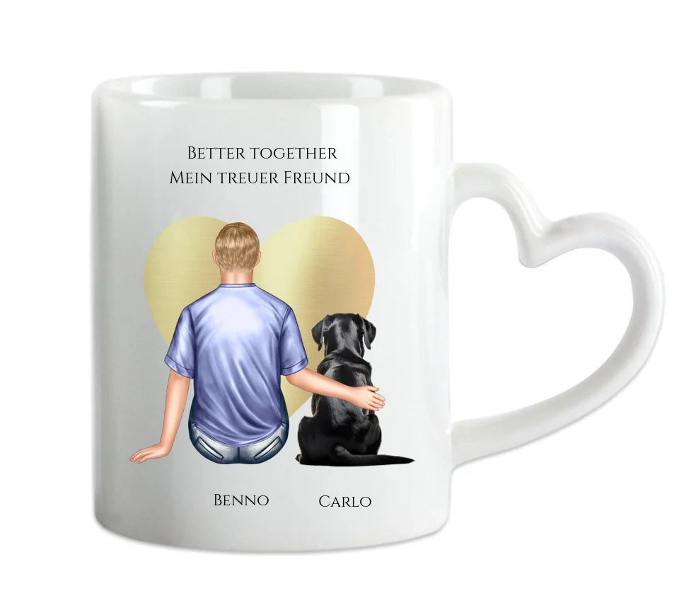 Geschenk Mann mit Hund Tasse personalisiert - Geburtstagsgeschenk Geschenk Hundebesitzer Weihnachtsgeschenk