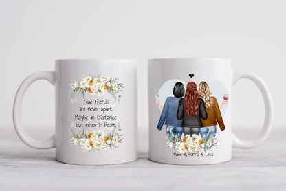Geschenk personalisierte Tasse mit 3 Freundinnen / Frauen Geburtstagsgeschenk 2, Weihnachtsgeschenk