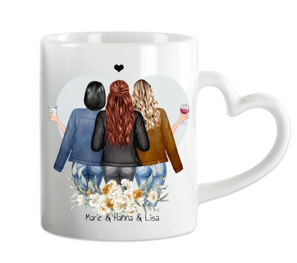Geschenk personalisierte Tasse mit 3 Freundinnen / Frauen Geburtstagsgeschenk 2, Weihnachtsgeschenk