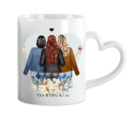 Geschenk personalisierte Tasse mit 3 Freundinnen / Frauen Geburtstagsgeschenk 2, Weihnachtsgeschenk