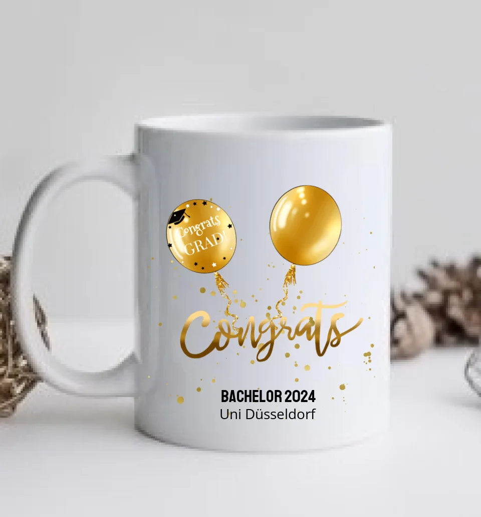 Personalisierte Tasse Schulabschluß, Geschenk Bachelor, Geschenk Master, Geschenk Doktor, Promotion Geschenk Tasse, Abitur, Abi, Ausbildung 2023