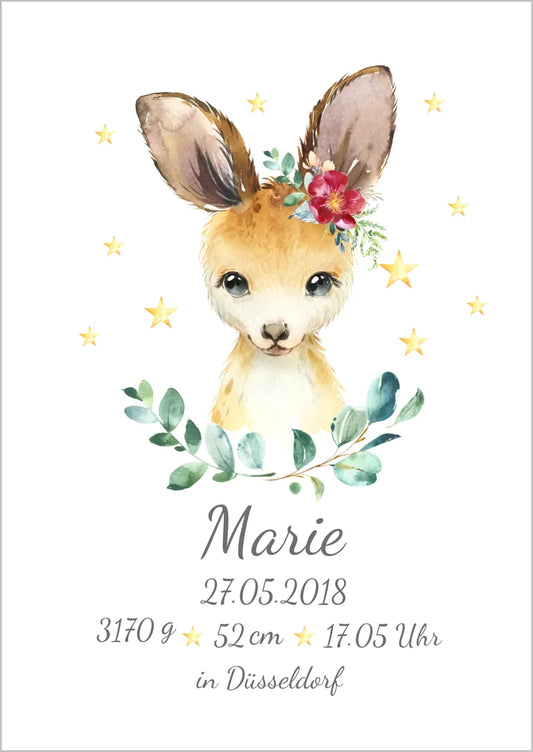 Geschenk zur Geburt - Personalisierte Geburtsanzeige + Geburtsposter mit Namen und Geburtsdaten