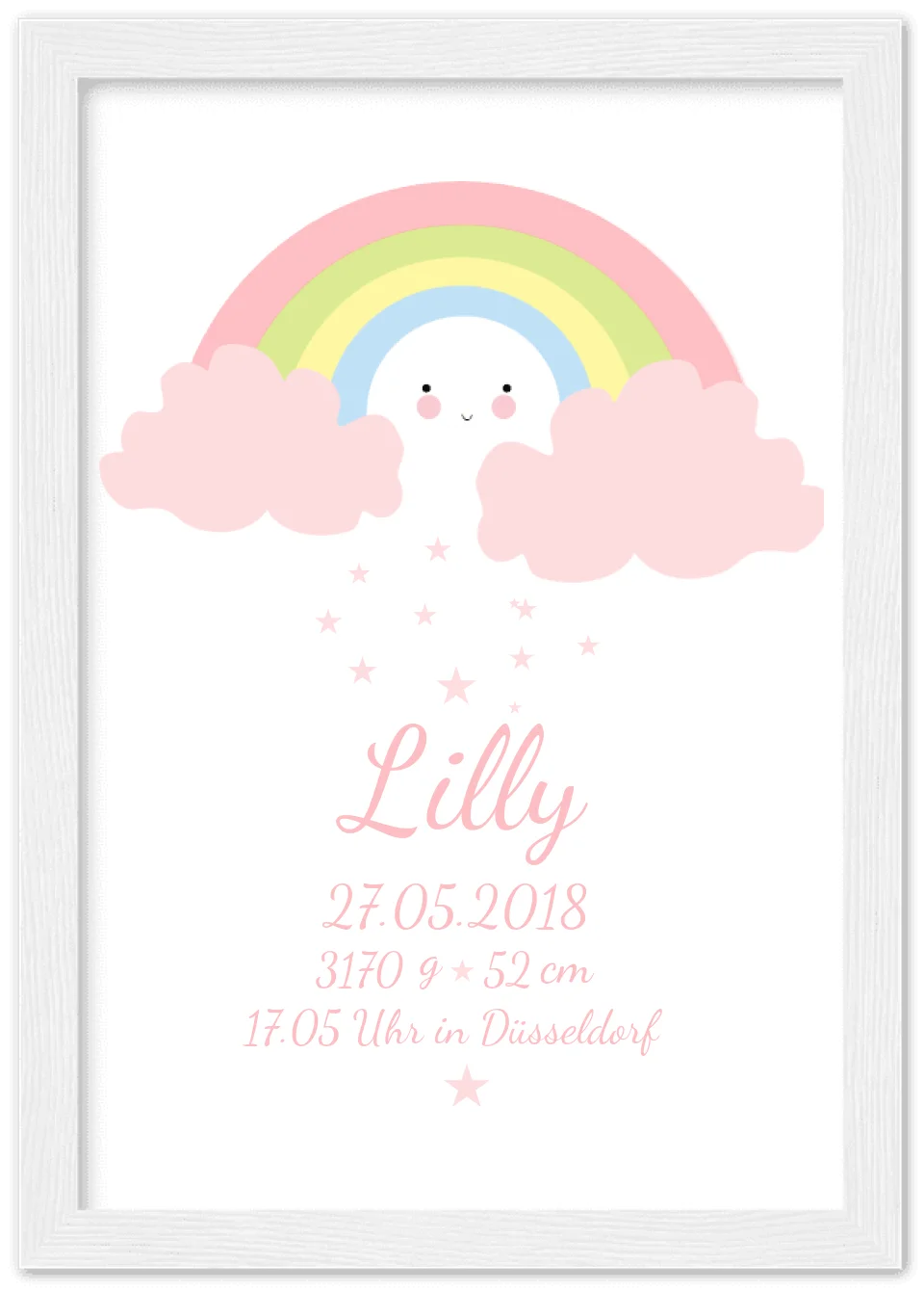 Personalisiertes Regenbogenposter -  Babyposter + Geburtsanzeige als Erinnerung zur Geburt gestalten - Baby Geschenk