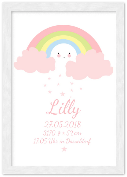 Personalisiertes Regenbogenposter -  Babyposter + Geburtsanzeige als Erinnerung zur Geburt gestalten - Baby Geschenk