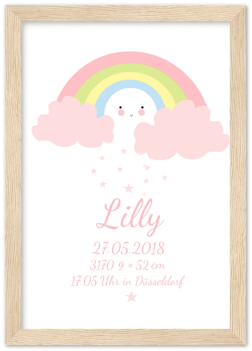 Personalisiertes Regenbogenposter -  Babyposter + Geburtsanzeige als Erinnerung zur Geburt gestalten - Baby Geschenk