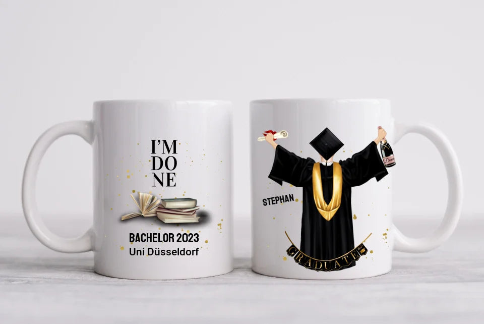 Personalisierte Tasse Schulabschluß Mann, Geschenk Bachelor, Geschenk Master, Geschenk Doktor, Promotion Geschenk Tasse, Abitur, Abi, Berufsausbildung