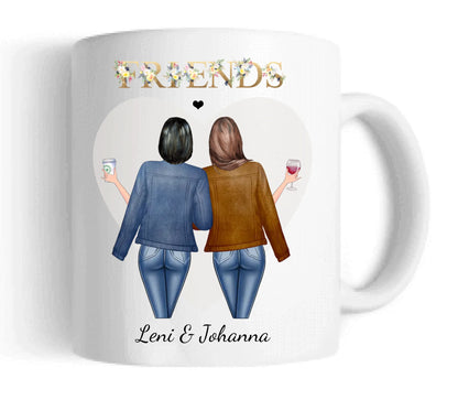 Geschenk 2 Beste Freundinnen Tasse personalisiert - Beste Freundin Geschenk